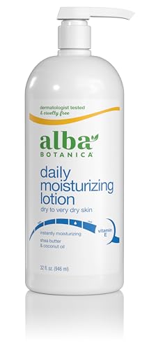 Alba Botanica Daily Moisturizing Lotion, Dry to Very Dry Skin, with Shea Butter and Coconut Oil, 32 Oz (Packaging May Vary)