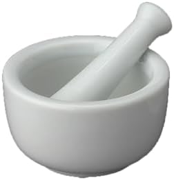 HIC Kitchen Mortar and Pestle for Grinding Spices and Herbs and Crushing Pills, Fine-White Porcelain
