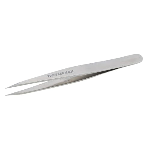 Tweezerman Steel Point Tweezer, Silver, 2 x 6 inches, Modern, Professional Quality for Eyebrow Precision, Facial and Ingrown Hair Removal