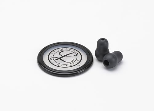 3M Littmann Stethoscope Spare Parts Kit – Black, Compatible with Master Classic II, Includes Snap Tight Soft-Sealing Small Eartips, Tunable Diaphragm & Rim, Non-Chill Bell Sleeve, 40022