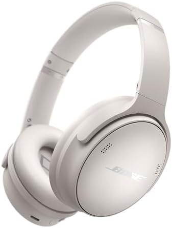 Bose QuietComfort Wireless Noise Cancelling Headphones, Bluetooth Over Ear Headphones with Up to 24 Hours of Battery Life, White Smoke (Renewed)
