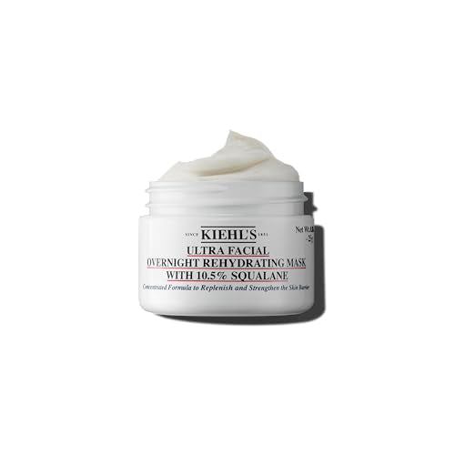 Kiehl's Ultra Facial Overnight Hydrating Face Mask with 10.5% Squalane, Deeply Hydrates Skin & Strengthens Moisture Barrier, Treats Dryness & Flaky Skin, Paraben-free, Fragrance-free - 0.95 fl oz