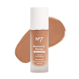 No7 Restore & Renew Multi Action Serum Foundation - Dune - Liquid Foundation Makeup with Vitamin C, Vitamin E & Collagen for Face - Beauty Skin Serum Formula with Medium Coverage (30ml)