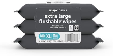 Amazon Basics Extra Large Flushable Wipes, 60ct (Pack of 3)
