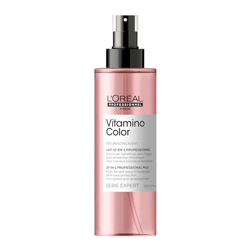 L'Oreal Professionnel Vitamino Color 10-in-1 Multi-Benefit Leave-In Spray - Heat Protectant & Detangler For Frizz Control & Boosting Shine, For Color Treated & All Hair Types