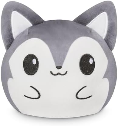 TeeTurtle 4" Reversible Wolf Plushie - Cute Kawaii Gray - Soft Stuffed Animal