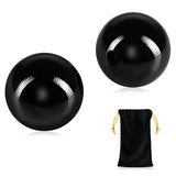 Learay 2PCS Black Obsidian Baoding Balls, Chinese Health Exercise Massage Balls with Carry Pouch for Stress Relief Hand Exercise Balls (Black/2 inch)