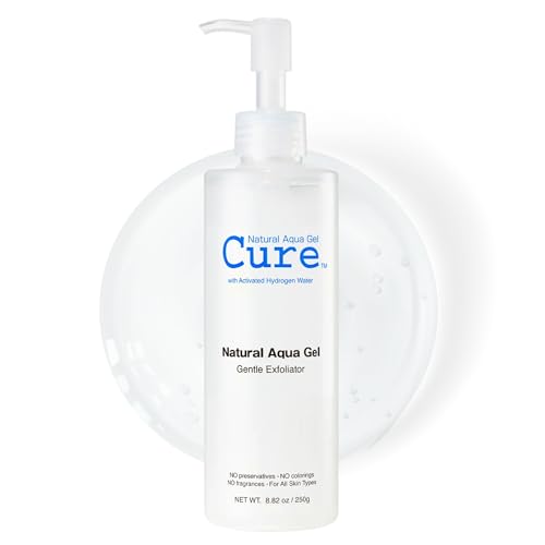 Cure by Toyo | Aqua Gel Gentle Exfoliator | Clear and Softer Skin | Non-Abrasive Face and Body Cleanser | Sensitive Skin | Big Size 8.82oz