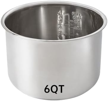 Replacement Inner Pot for Instant 6 quart - Stainless Steel Rice Cooker Pot Replacement, Polished Surface with Markings, Nonstick Replacement Insert Liner, for Instant Pot Accessories