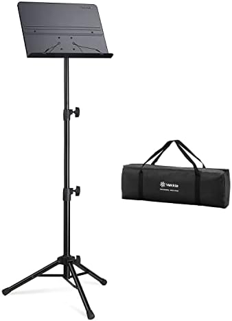 Vekkia 70 - inch Metal Professional Portable Sheet Music Stand — Folding Adjustable Holder, with Carrying Bag, Sturdy for Instrumental & Band Performances, Travel