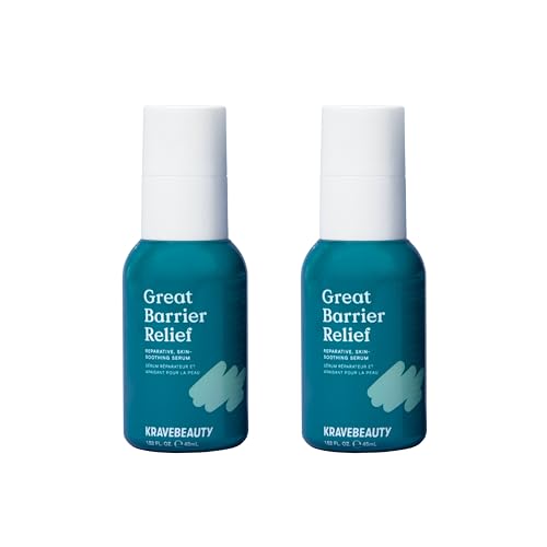 KraveBeauty Great Barrier Relief Duo, Soothing Skin Barrier Repair Serum, Contains Tamanu Oil to Soothe and Calm Redness, For All Skin Types, Vegan & Cruelty Free, 1.52 fl oz x2