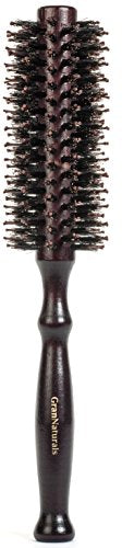 Round Styling Hair Brush - 1.75 Inch Diameter - Boar + Nylon Bristles for Blow Drying, Curling, and Styling Hair - Natural Wooden Handle for Women and Men