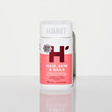 HABIT Hair, Skin & Nails Supplement (60 Capsules) - New Look, Supports Skin Hydration, Hair & Nail Strength, Biotin 2000mcg, Vitamin A & C, Hyaluronic Acid, Rosehip, Vegan, Non-GMO (1 Pack)