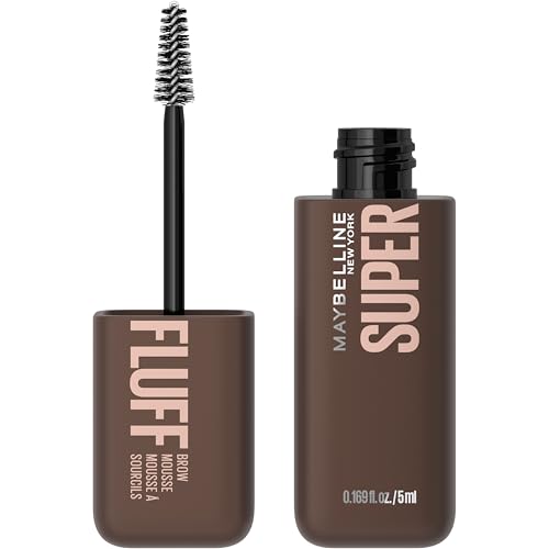 Maybelline Superfluff Volumizing Brow Mousse, All Day Tinted Brow Gel For Soft Full Brows, Deep Brown, 1 Count