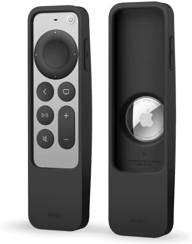 elago R5 Locator Case Compatible with 2022 Apple TV 4K Siri Remote 3rd Gen, 2021 2nd Gen and AirTag - Full Access to All Functions [Black]