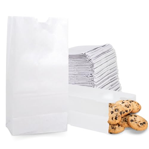 Duro 4# White Paper Lunch Bags 100 count - Bulk Disposable Paper Sacks, SOS Paper Bags, Snacks Bag, Treat Bags, White Crafting Bags - 5.00 x3.12 x 9.75 Inches