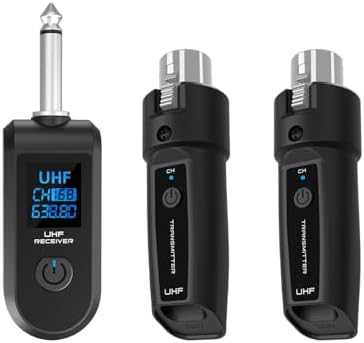 Wireless Microphone Transmitter Receiver 2.4Ghz, XLR Microphone Wireless System, Rechargeable Wireless Mic Adapter for Audio Mixer, Dynamic Mic, Electric Guitar Bass (1 receive + 2transmit)
