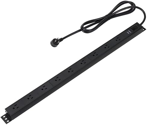 Amazon Basics 9 Outlet Surge Protector Power Strip, Heavy Duty, Metal, 600 Joule, 6 ft Cord, Rectangle, Mountable, Black