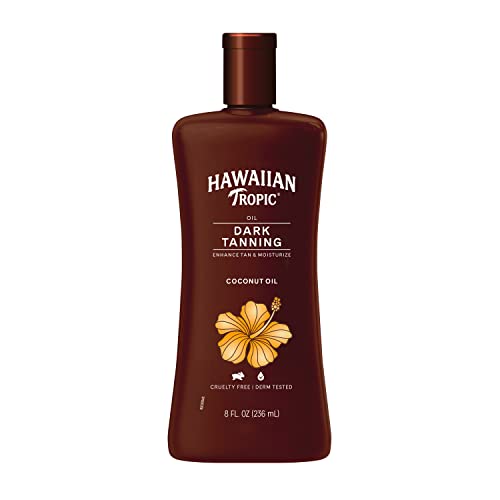 Hawaiian Tropic Dark Tanning Oil, 8oz | Moisturizing Body Oil, Tan Enhancer, Cocoa Butter Oil, Coconut Oil for Skin, Oxybenzone Free, 8oz
