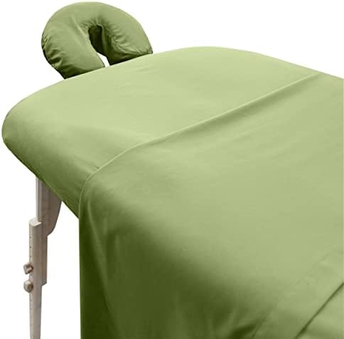LONDON LINENS Soft Microfiber 3-Piece Massage Table Sheets - Super Lightweight, Stain and Wrinkle Resistant - Includes Table Cover, Fitted Sheet, and Face Rest Cover (Sage Green)