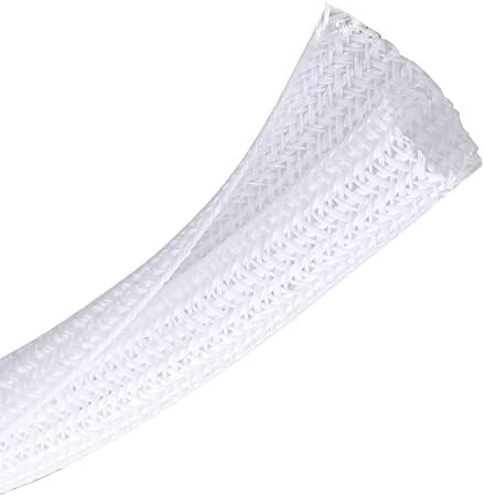 CrocSee 25ft - 1/2 inch Braided Cable Management Sleeve Cord Protector - Self-Wrapping Split Wire Loom for TV/Computer/Home Theater/Engine Bay - White