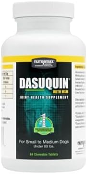 Nutramax Dasuquin with MSM Joint Health Supplement for Small to Medium Dogs - With Glucosamine, MSM, Chondroitin, ASU, Boswellia Serrata Extract, and Green Tea Extract, 84 Chewable Tablets(Pack of 1)