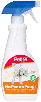 No Pee No Poop Dog Potty Training Spray, 16 Fl Oz – Non-Toxic Dog Spray to Prevent Peeing and Pooping – Natural No Urine Marking Scent Corrector - No Here Stops Dogs Peeing Indoor/Outdoor