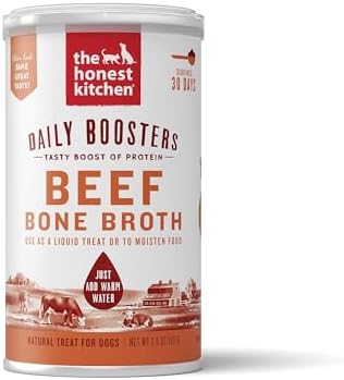 The Honest Kitchen Human Grade Daily Boosts Instant Beef Bone Broth with Turmeric for Dogs 3.6 Ounces
