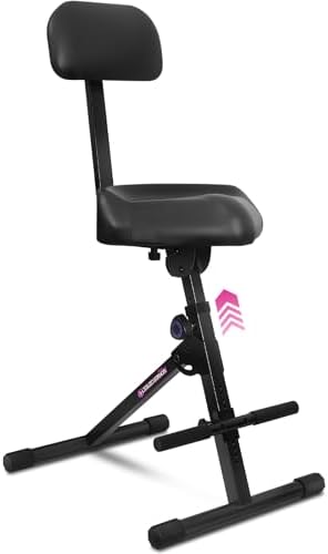 Liquid Stands Guitar Stool Adjustable Stool - Standard Musician Drum Throne with Backrest - Guitar Seat Drum Seat, Musician Chair, Guitar Chair for Adults, Kids, Drummer and Guitarist - Musician Stool