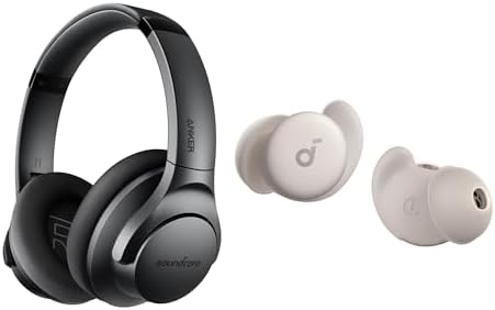 soundcore Sleep A20 by Anker, Bluetooth Earbuds with Life Q20 Noise Cancelling Headphones, Small Design for Side Sleepers, 80H Playtime, Stream Content via Bluetooth 5.3, Sleep Monitor, Personal Alarm