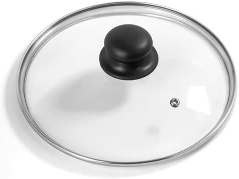9.1 Inch Tempered Glass Lid for Instant Pot 5/6 Quart - Universal Pot Lid Replacement, Universal Pot Cover with Heat-resistant Handle, Easy to Grip, Stainless Steel Rim, Clear