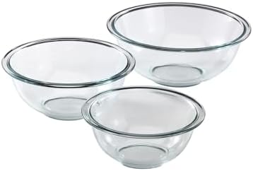 Pyrex Glass Prepping, Baking and Cooking, Preheated Oven, Dishwasher, Freezer, and Microwave Safe, 3-Piece, 3 PC Mixing Bowl Set