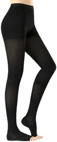Medical Compression Pantyhose for Women & Men,20-30mmHg Graduated Support Hose Tights,Opaque Open Toe Waist High Compression Stockings for Varicose Veins,Swelling,Edema,Flight
