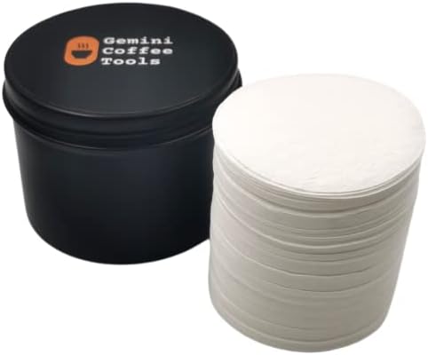Gemini 53mm Espresso Filter Paper - Espresso Filter Puck Screen Portafilter Paper - Espresso Filter Screen with Metal Storage Box Compatible with Breville 54mm Portafilters Baskets - 250 Sheets