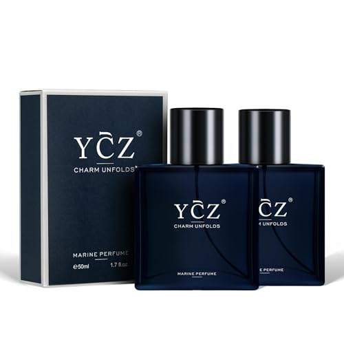 Ycz Charm Unfolds Marine Perfume for Men, 1.7 oz. Long Lasting Eau De Parfum Cologne For Men, Oriental Woody Fragrance - Ideal Special Occasions, Making it the Ideal gentlemen’s Gift (2-Pack).