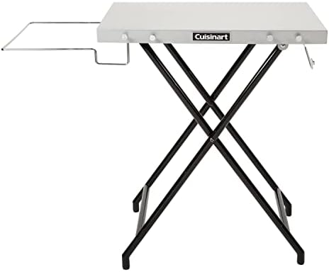 Cuisinart Fold ‘n Go Prep Table, Portable Folding Table and Grill Stand with Tool hooks, Trash Bag Holder, Paper Towel Rack, 24” x 20” Steel Food Prep Station Perfect for BBQs, Tailgates and Camping