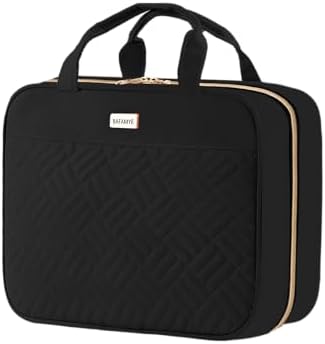 8L Travel Toiletry Bag for women - 2.1 GAL Water-resistant Makeup Cosmetic Bag Organizer With Hanging Hook for Travel Accessories Shampoo Full-size Container, Black