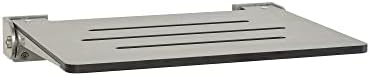 Sechrome 18 inch Silhouette Slimline Folding Wall Mount Shower Bench Seat, Gray Weathered Ash Seat with Silver Frame