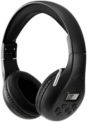Portable Personal FM Radio Headphones with Best Reception, Walkman Wireless Headset FM Radio Ear Muffs for Walking, Jogging Powered by 2 AA Batteries(Not Included) -Black