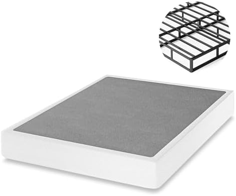Box Spring Queen Size Low Profile 7 Inch Mattress Foundation with Fabric Cover Heavy-Duty Metal Bed Base up to 3500lbs Non-Slip Noise Free Assembly Non-Slip