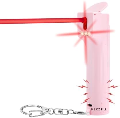 3-in-1 Personal Alarm for Women Self Defence Set with Pepper Spray, Max Strength Pepper Gel & 130 dB Safety Alarm & Red Led Lights, Canister Replaceable & Flip-top Safety Cap & UV Marking Dye