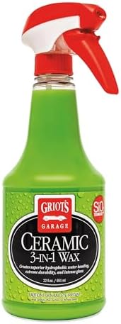 Griot’s Garage Ceramic 3-in-1 Wax, SiO2 Spray for Cars, Trucks, and RV’s, Provides Protection and Water Beading on Paint, Wheels, Plastic, Rubber Trim, Chrome, and More, 10978, 22 oz