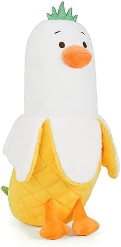 PEACH CAT Pineapple Banana Duck Plush Pillow Duck Stuffed Animal Cute Fruit Plushie for Girls and Boys White 19.7"