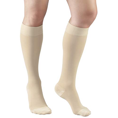 Truform 20-30 mmHg Medical Compression Stockings, Aloe Infused Microfiber, Knee High, Closed Toe, Beige, 2X-Large