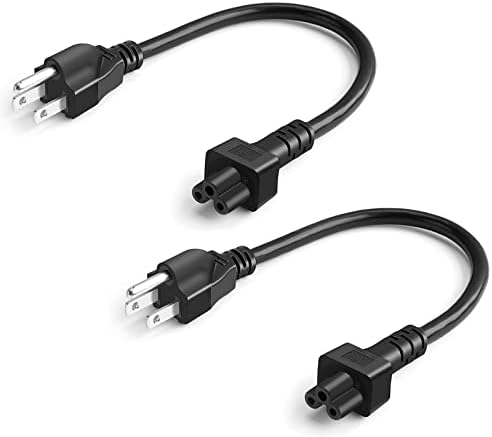 3 Prong AC Power Cord [2-Pack], UL Listed CableCreation 1 feet Short Power Cable for IEC-60320 IEC320 C5 to NEMA 5-15P, 0.3M / Black