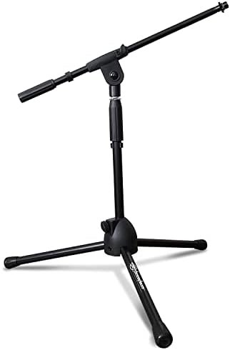 AxcessAbles Short Microphone Stand with Boom Arm | Low Profile Mic Tripod Stand for Kick Drums | Guitar Amp Stand | Low-Pro Mike Stand (MS-101L)