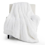 Bedsure Soft White Throw Blanket for Couch, Fluffy Fuzzy Blankets & Throws for Bed, Sofa, Cozy Plush Sherpa Fleece Faux Fur Blanket, Thick Warm Christmas Blanket Gifts for Women, Men, 50x60