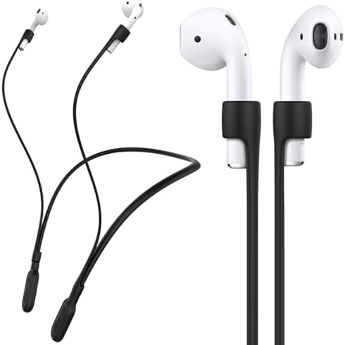 Compatible Airpods Strap, Silicone Anti-Lost Wire Cable Connector Sports Neckband Compatible for Airpods Pro 2/1, Airpods 4, 3, 2, 1, Black