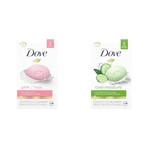 Dove Beauty Bar Pink 6 Bars Gentle Cleanser Cucumber Green Tea 6 Bars Softer Skin More Moisturizing Than Bar Soap