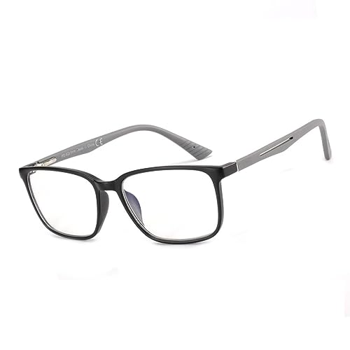 BLUEMOKY Blue Light Reading Glasses for Men，Sport Square Frame Readers, Anti Glare Computer Glasses(Black,3.00)